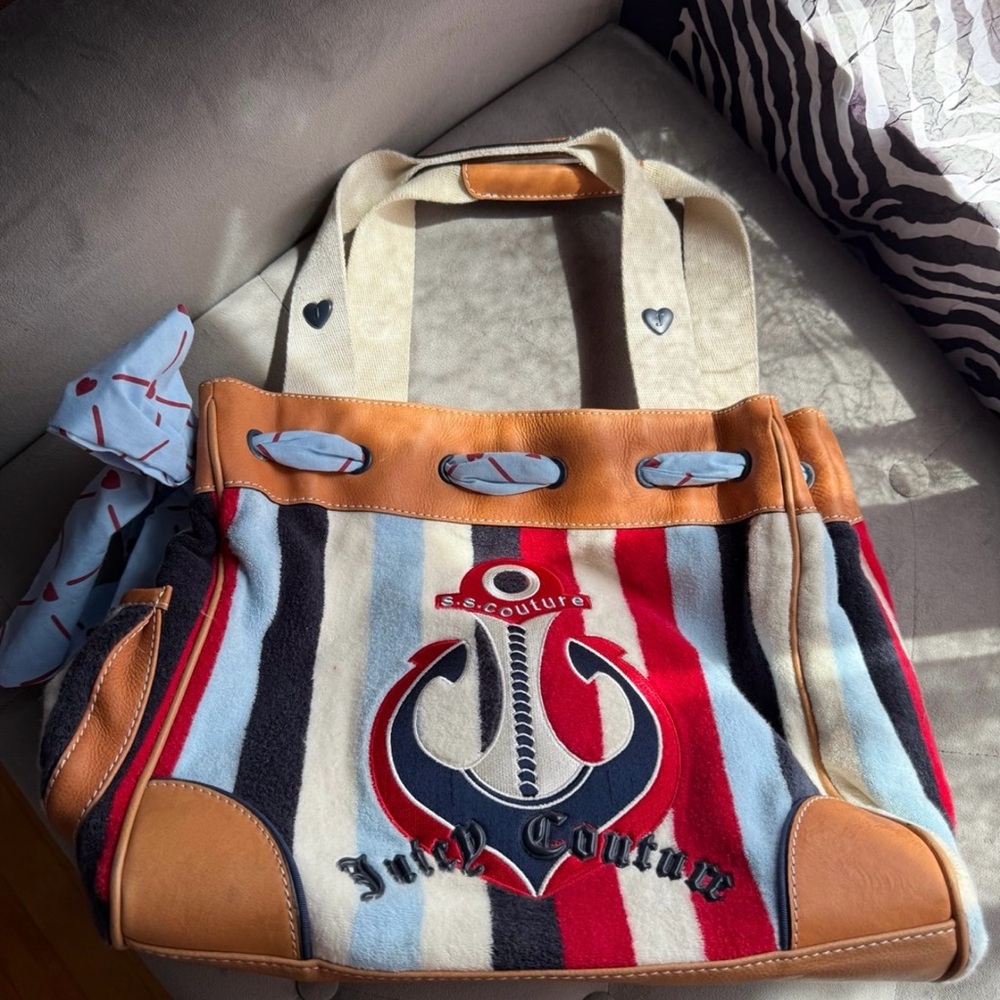 Juicy Couture Red and Blue Nautical Tote